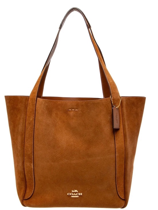 Coach Handbags - Coach Suede/Leather Hadley Tote in Chestnut Brown with Gold Logo - GUC